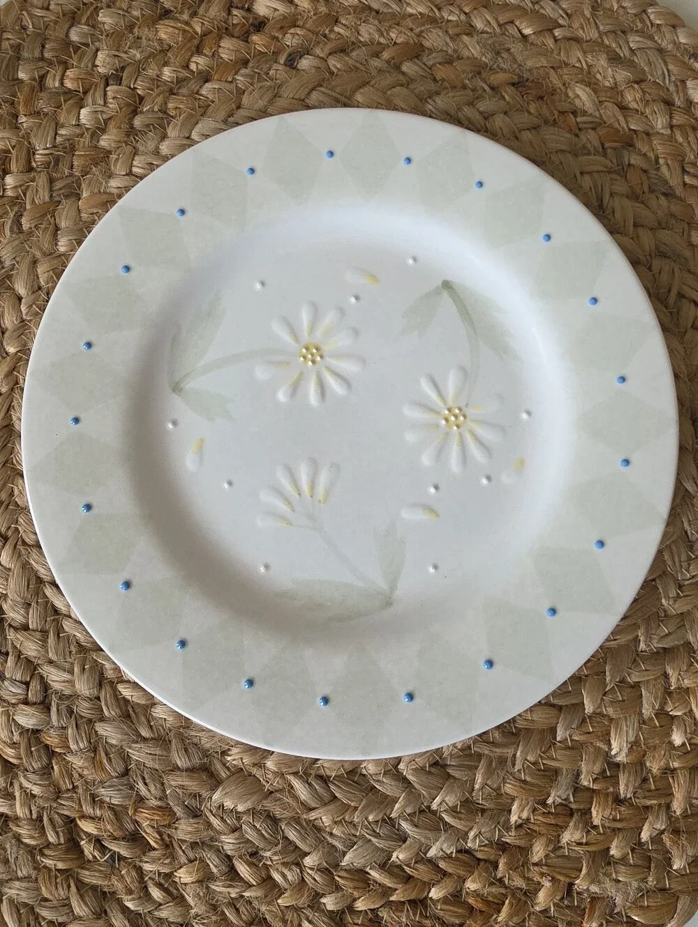 4 VTG Block Basics Floral Loves Me by Deb Mores Salad Plates 1999 Hand Painted